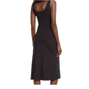Open Edit Scoop Neck Midi Dress New Women's Black Size XXSmall Side Slit Stretch